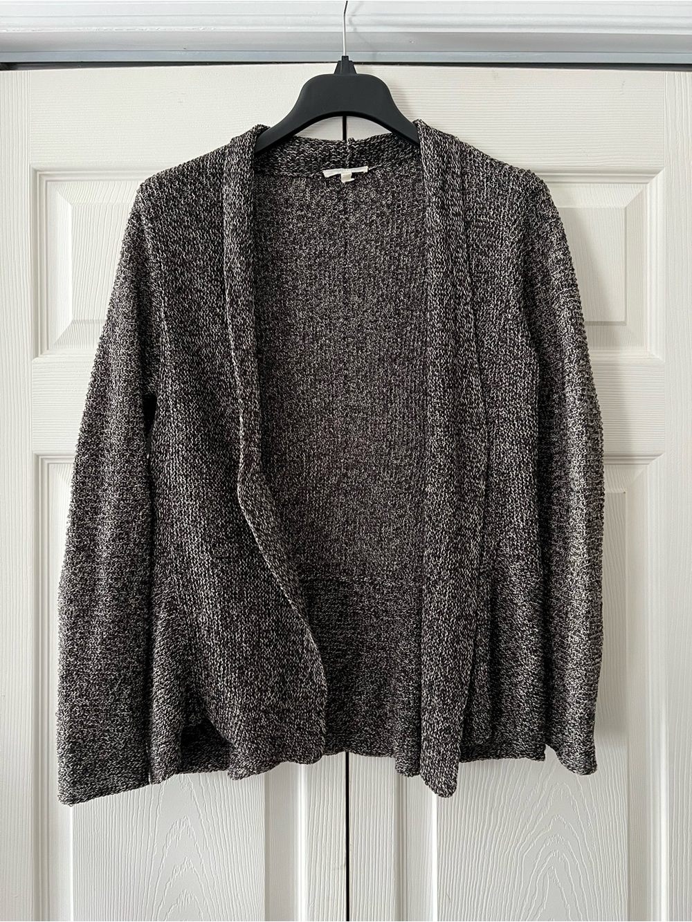 EUC — Eileen Fisher 100% Linen Open-Front Cardigan - Charcoal Gray Speckled